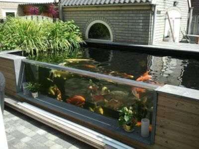 kolam ikan kombinasi kaca