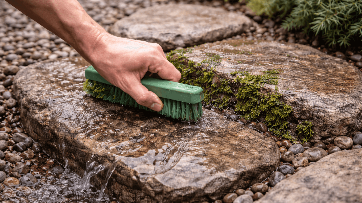 perawatan elemen kayu dan batu alam taman 3