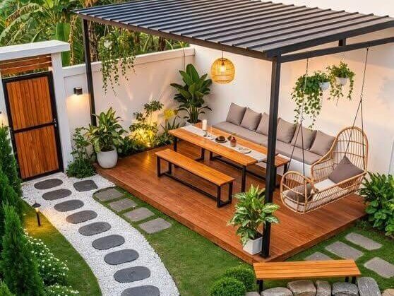 gazebo taman rumah sebagai ruang santai outdoor 3