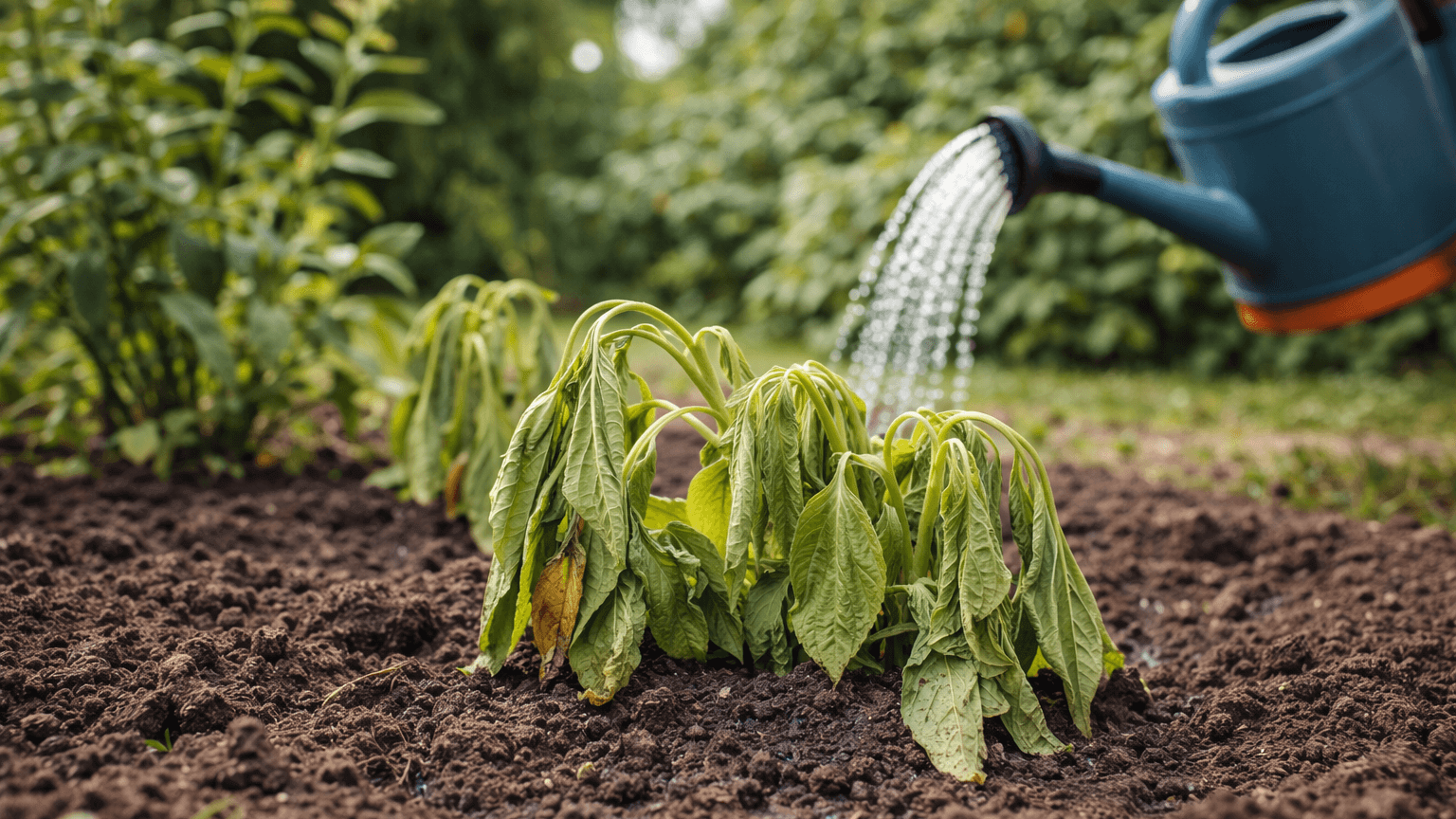 tanaman stres setelah dipindahkan di taman 3