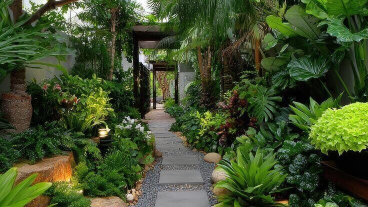 komposisi tanaman taman rapi dengan layering dan focal point 2