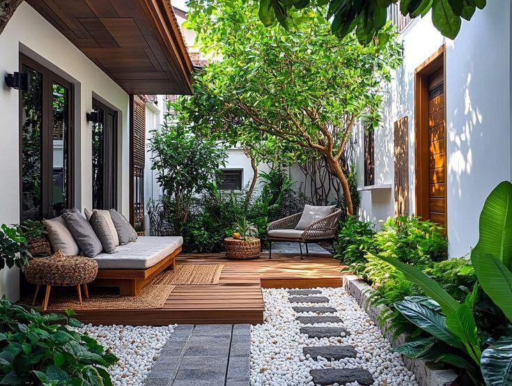 Perpaduan Kayu dan Beton: Menciptakan Kontras Hangat dan Dingin pada Area Decking Taman Banner