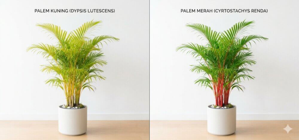 Perbedaan Kebutuhan Air Palem Merah vs Palem Kuning Taman Banner